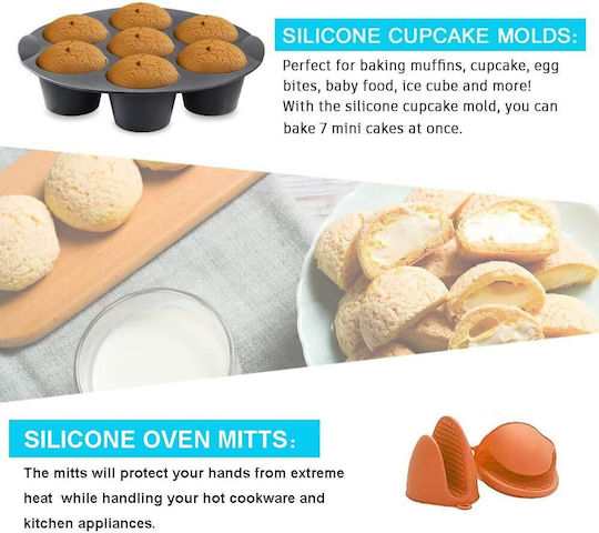 Set 12 Accesorii Pentru Prăjitoare Cu Aer Compatibile Cu Modele De 3.3 Litri Inclusiv Forme De Copt Tava Pentru Pizza Tava Pentru Coacere Rafturi Pentru Grătar Spatulă Clești Silicon Protecție Universală