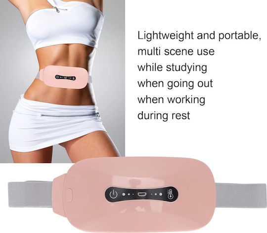 Centură De Masaj Abdominală Încălzire Vibrații 3 Niveluri De Încălzire 3 Setări De Masaj Anti-durere Menstruală Ciclu Suport Lombar Portabil Roz