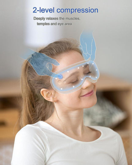 Renpho Rechargeable Eye Massage Device Heat Foldable Bluetooth Glasses Music Vibration 5 Massage Modes White