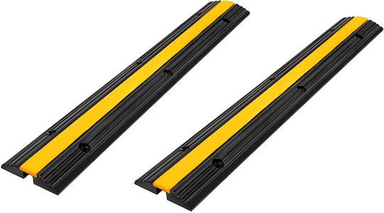 Set 2 Rampe de Protecție pentru Cablu 1 Canal Din Cauciuc 102 X 15 X 3 Cm Capacitate 8 Tone Design Modular Parcări Acasă Garaje Depozite Negre