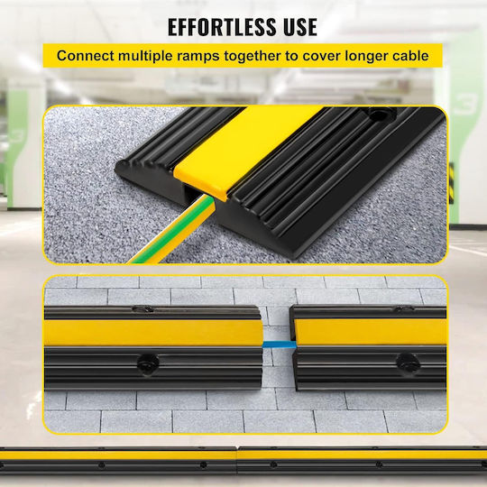 Set 4 Rampe De Protecție Pentru Cablu 1 Canal Din Cauciuc 102 X 15 X 3 Cm Capacitate 8 Tone Design Modular Parcări De Casă Garaje Depozite Negre