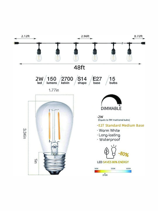 Luminiță Garland Luminoasă LED Etanșă 30m Luminiță Garland Luminoasă LED Etanșă 30m