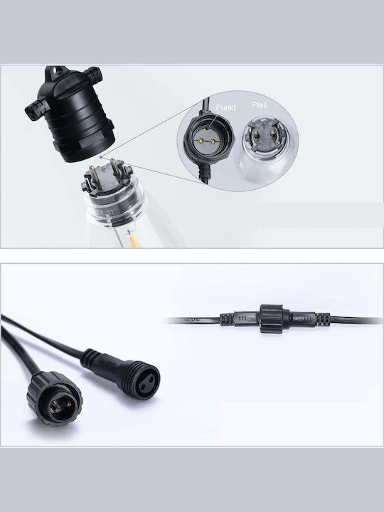 Στεγανή Γιρλάντα Φωτισμού LED IP65 15m με 30 Λάμπες Θερμό Λευκό