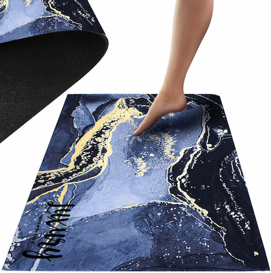 Rutschfest Badematte Synthetisch,Polyester/Cotton/Leather Rechteckig NE-BAT-MAT-02-BLEUMARIN Navy 50x80cm