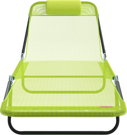 vidaXL Foldable Metallic Beach Sunbed Green with Pillow 55x182x85cm