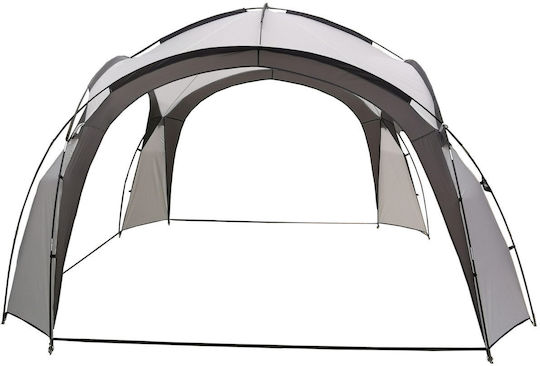 Pavilion De Grădină 350x350x230 Cm Structură Din Fibră De Sticlă Acoperiș Din Poliester Rezistent La Apă Gri Alb