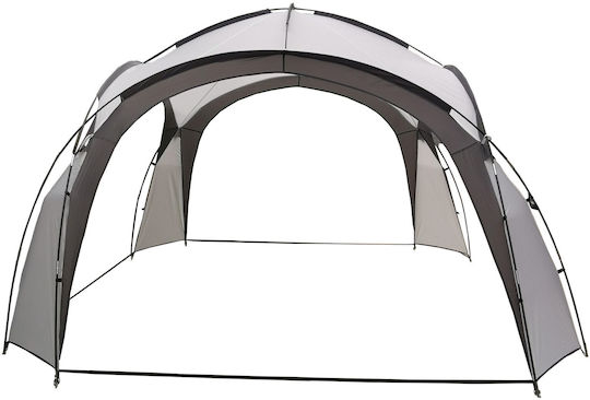 Pavilion De Grădină 350x350x230 Cm Structură Din Fibră De Sticlă Acoperiș Din Poliester Rezistent La Apă Gri Alb