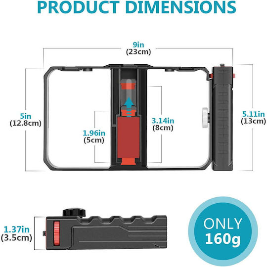 Video Rig Frame pentru Smartphone cu Filet 1/4 Orizontal Vertical pentru Montaj pe Tripod Din Aluminiu Prelucrat CNC pentru iPhone 11 Pro 11 Pro Max X Xs Huawei Samsung