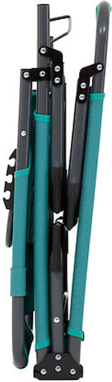 5five Șezlong De Plajă Scaun De Soare Cadru Metalic Compact Pliabil 173x56x27 Cm Albastru Turcoaz