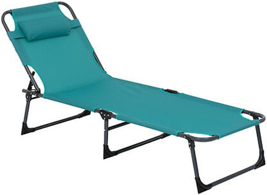5five Șezlong De Plajă Scaun De Soare Cadru Metalic Compact Pliabil 173x56x27 Cm Albastru Turcoaz
