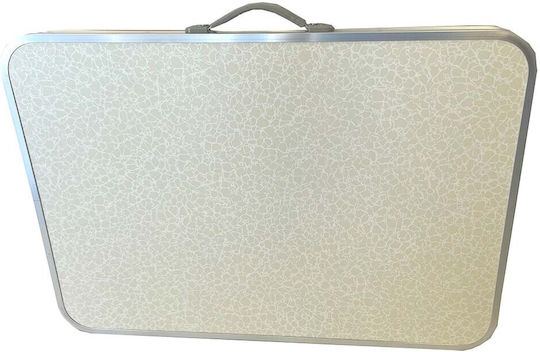 Sidirela Table Metal for Camping Foldable in Case 70x50x60cm Silver