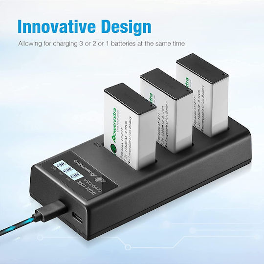 Dreifach Batterieladegerät Kompatibel mit Canon