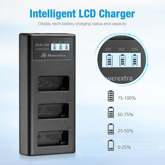 Dreifach Batterieladegerät Kompatibel mit Canon