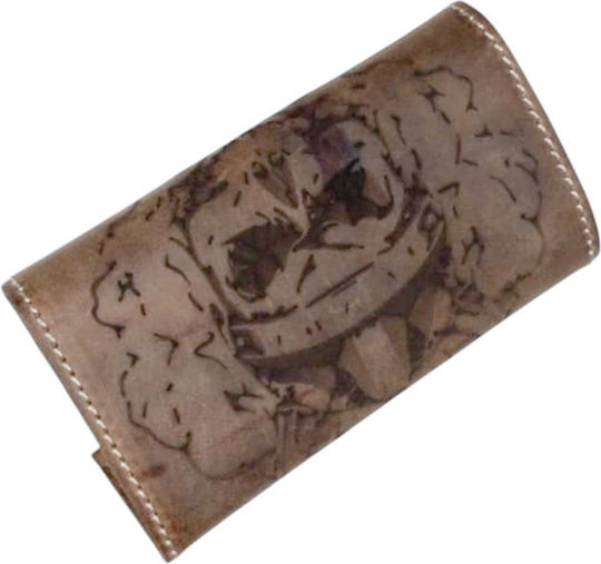 Gk Shoes Leather Tobacco Pouch With Snap Closure 10x16.5cm tobacco brown