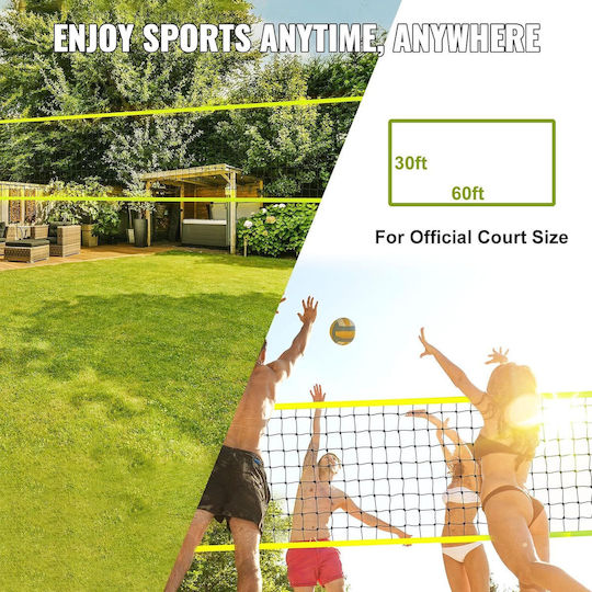 Set De Volei Cu Plasă Volei Badminton 9.7m X 2.4m Înălțime Reglabilă Material Impermeabil Stâlpi Din Metal Pompă De Volei Geantă De Depozitare Și Transport Inclus