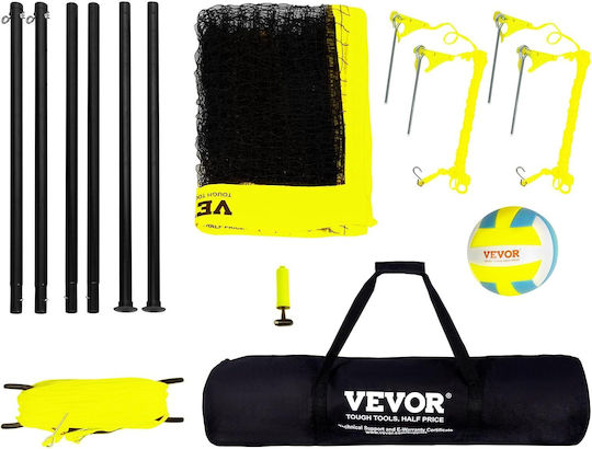 Set De Volei Cu Plasă Volei Badminton 9.7m X 2.4m Înălțime Reglabilă Material Impermeabil Stâlpi Din Metal Pompă De Volei Geantă De Depozitare Și Transport Inclus