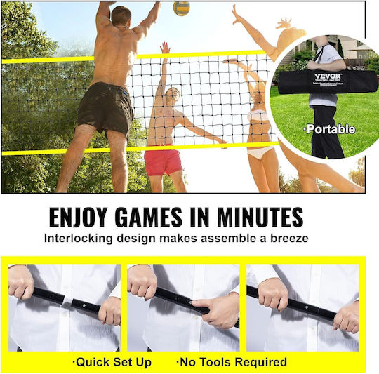 Set De Volei Cu Plasă Volei Badminton 9.7m X 2.4m Înălțime Reglabilă Material Impermeabil Stâlpi Din Metal Pompă De Volei Geantă De Depozitare Și Transport Inclus