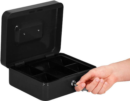 Cash Box Type Safe Compartmentalized Key Metal 25x20x9cm Black