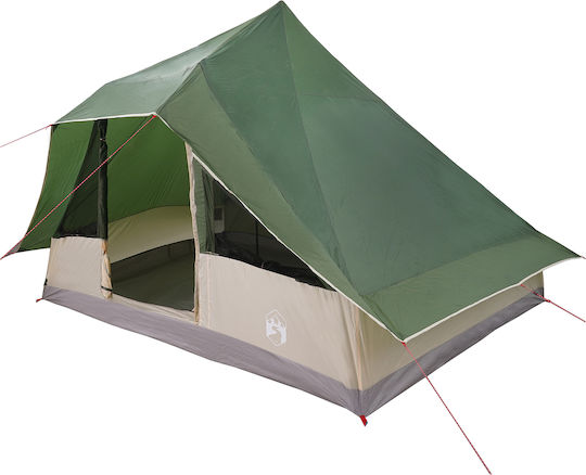 vidaXL Cort Camping Tip Teepee Verde pentru 10 Persoane 364x281x257cm
