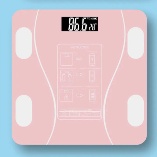 Smart Cantar De Baie 180kg Cu Bluetooth Roz