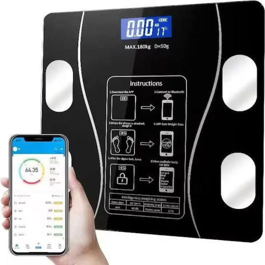Smart Cântar de Baie 180kg cu Bluetooth Negru