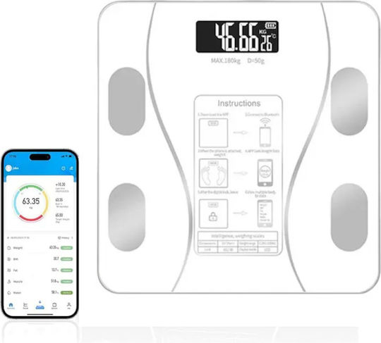 Смарт Везна 180 кг с Bluetooth Бяла