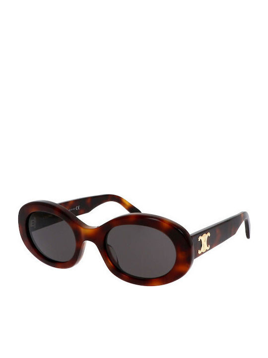 Celine Damen Sonnenbrille mit Braun Schildkröte Kunststoff Gestell und Gray Linse cl40194u-53A
