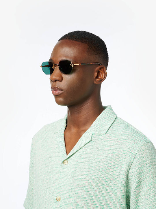 Gast Moonstone Women's Sunglasses with Gold Metal Frame and Green Lens MNS02