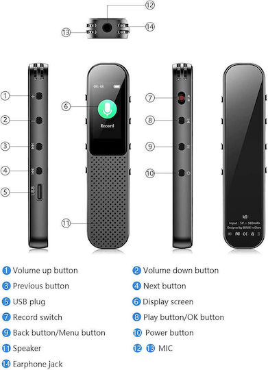 Voice Recorder Digital X001GX5CSN με Eσωτερική Μνήμη 64GB