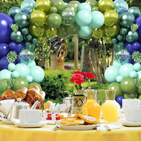 Set de Arc pentru Baloane Verde Albastru Decorațiuni pentru Petreceri în Diverse Culori Dimensiuni 97 Bucăți Bandă pentru Baloane Puncte Adezive