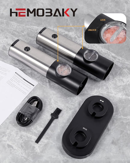 Set Electric Râșnițe Condimente Inox 2buc