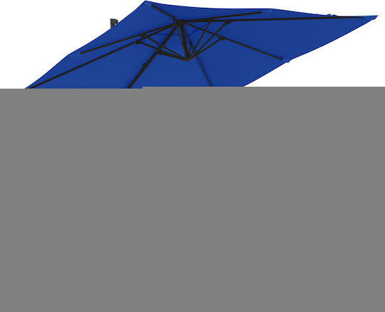 Hängender Aluminium Garten- und Terrassen-Sonnenschirm Blau 3x3xHöhe 2,65 m