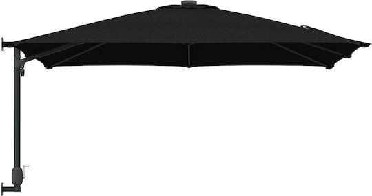 Wall Mounted Squared Metal Black Parasol 3x3xH1.6m