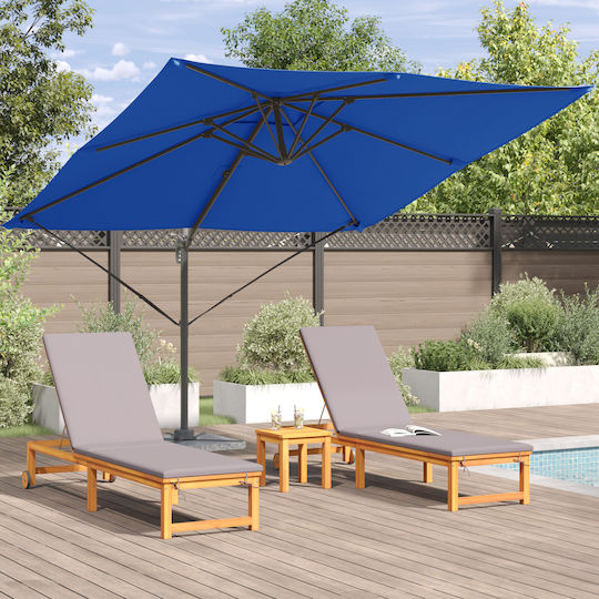 Hängender Aluminium Garten- und Terrassen-Sonnenschirm Blau 3x3xHöhe 2,65 m