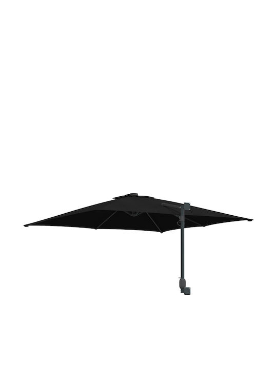 Umbrelă De Perete Pătrată Metalică Neagră 3x3xÎ1.6m