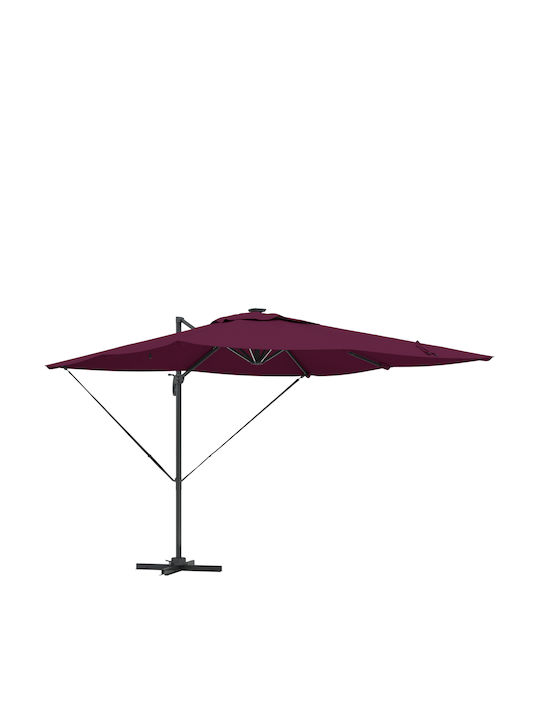 Hanging Circular Aluminum Burgundy Parasol F2.7xH2.7m