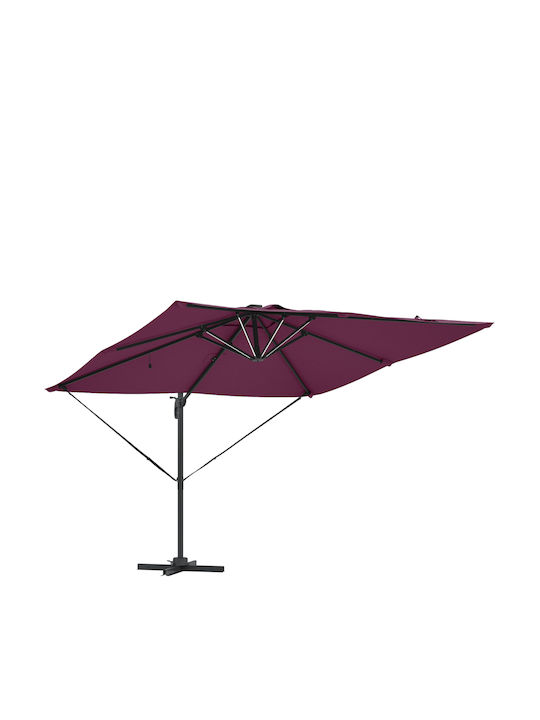 Hanging Circular Aluminum Burgundy Parasol F2.7xH2.7m