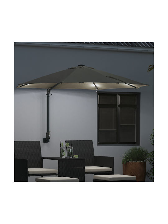 Wall Mounted Circular Aluminum Beige Parasol Φ2.48xH1.48m