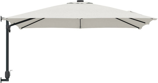 Wandmontierte Quadratische Aluminium Garten- und Terrassen-Sonnenschirm Beige 2,5x2,5xHöhe 1,6 m