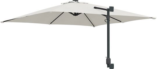 Wandmontierte Quadratische Aluminium Garten- und Terrassen-Sonnenschirm Beige 2,5x2,5xHöhe 1,6 m