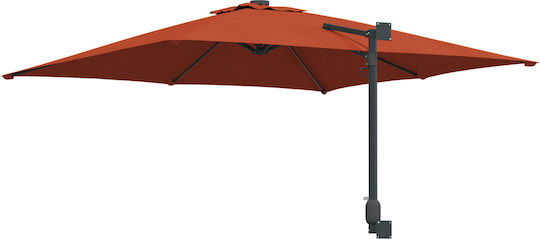 Wandmontierter Quadratischer Metall-Garten- und Terrassen-Sonnenschirm Orange 3x3xHöhe 1,6 m