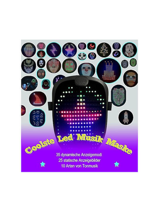 Mască Smart Led Halloween 60 Imagini Schimbare Imagine Gest Reîncărcabilă Neagră