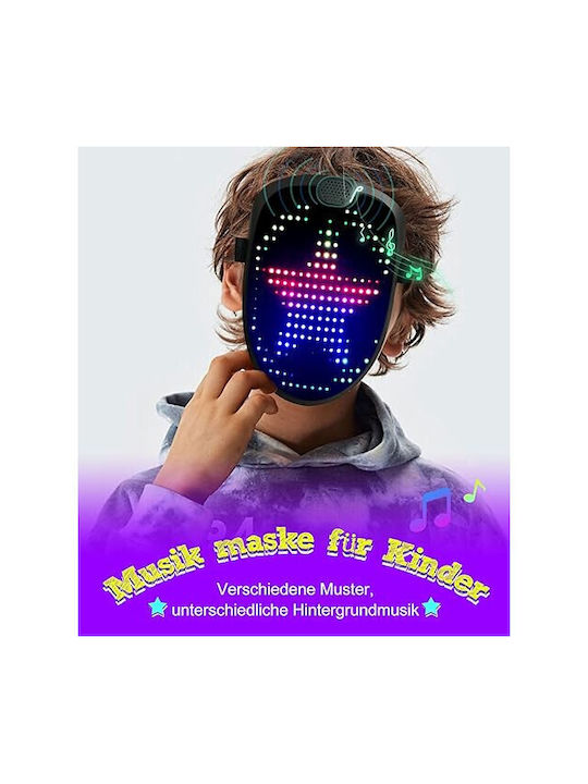 Smart Led Halloween Mask 60 Images Gesture Image Change Rechargeable Black
