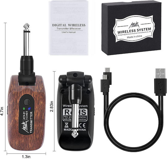 Sistem Wireless 2.4GHz Transmițător Receptor pentru Chitară Plug Play 8 Ore Funcționare Chitară Electrică Bass Chitară Vioară Claviatură