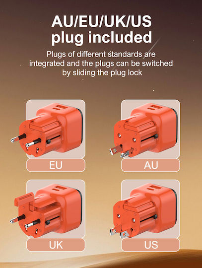 Ldnio Charger with USB-A Port and USB-C Port and Cable USB-C - USB-C 45W Orange (Q2420)