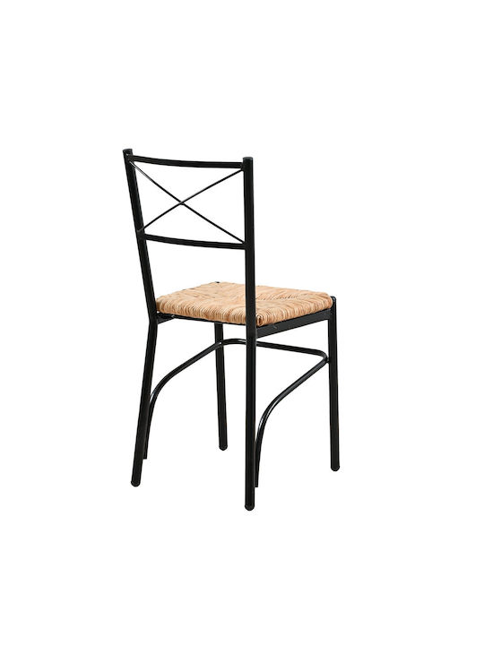 Kitchen Metallic Chair Black Velvet-Black Metal 40x36x86cm