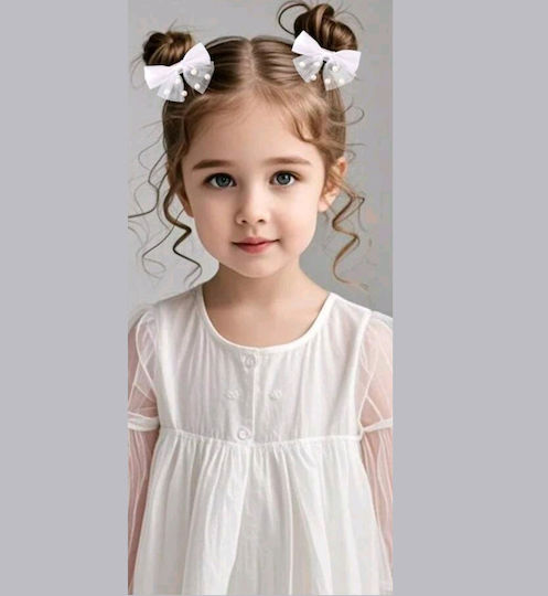 Set 2 Pieces Clip Hair Clip Bow Pearls Yellow Gold