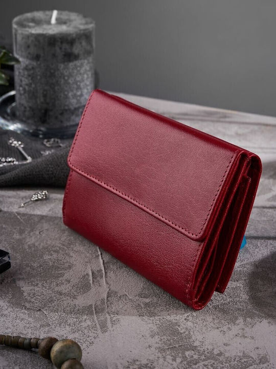 Small Leather Women's Wallet with RFID Red