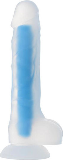 ToyFa Glass Dildo with Balls and Suction Cup Blue 16.5cm