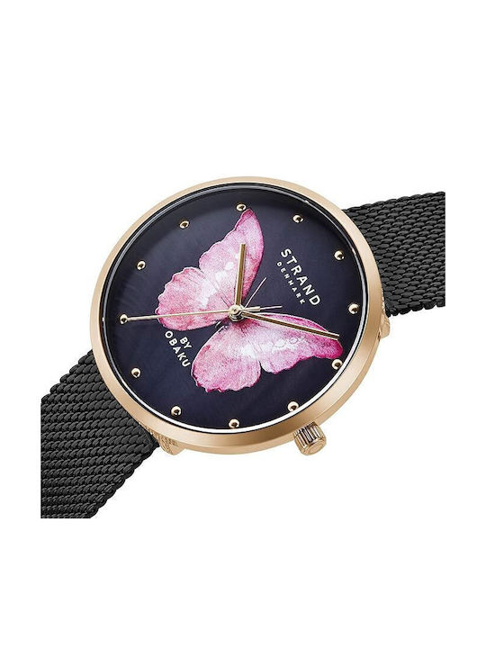 Strand by Obaku Women's Watch with Black Metal Bracelet